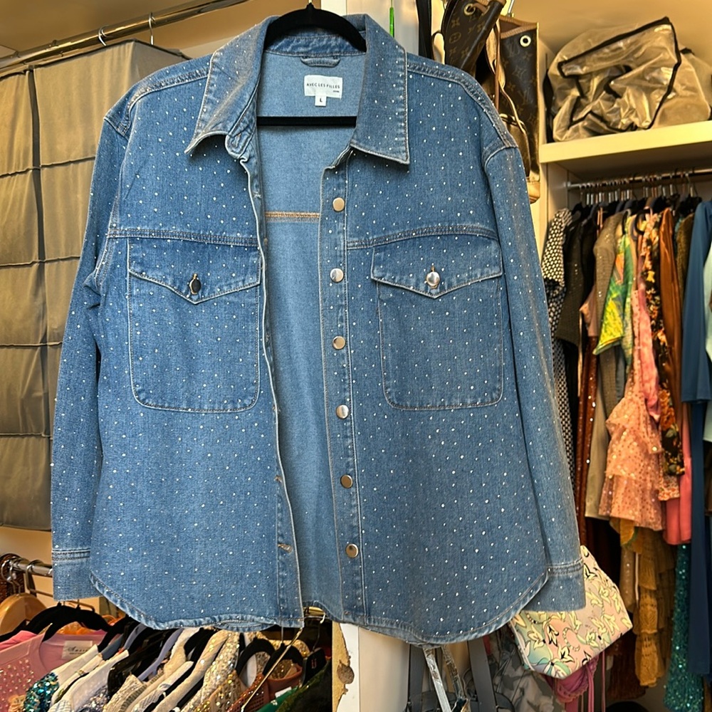 Avec Les Filled rhinestone crystal jacket nwot